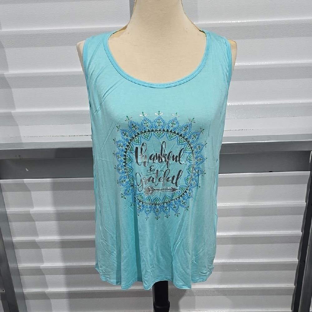 SJS Blue Relaxed‎ Sleeveless Tank Top Size 3X NWT